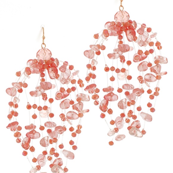 Fringe Color Coated Chip Stone Earrings - Picture 2 of 2